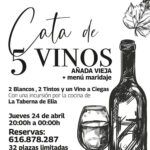 Cartel Cata de vinos viejos mas cena , 24 de abril, La Taberna de Elia